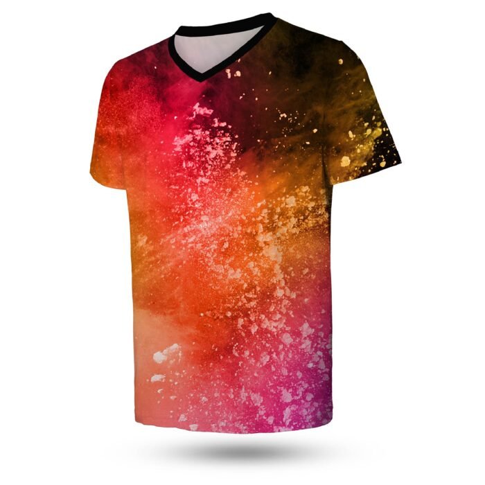 Full Color V Neck Milk Silk T-Shirt - Image 3