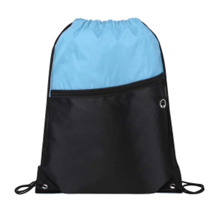 Front Zipper Two-Tone Drawstring Backpack - Image 19