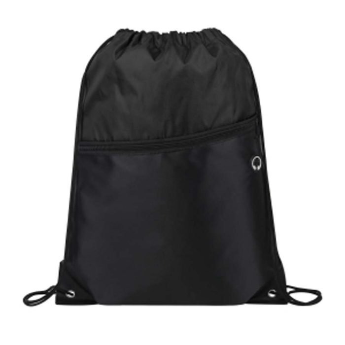 Front Zipper Two-Tone Drawstring Backpack - Image 18
