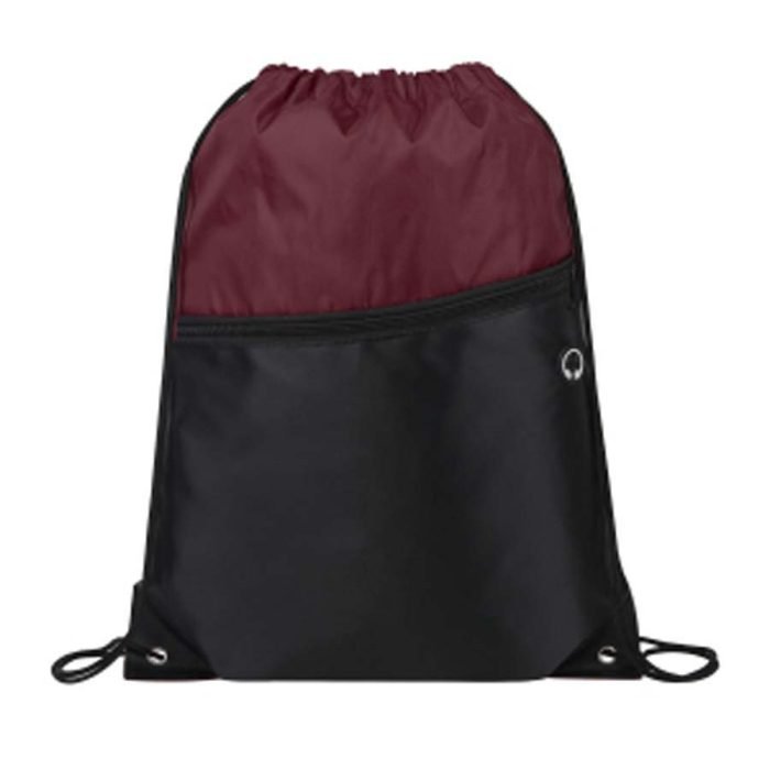 Front Zipper Two-Tone Drawstring Backpack - Image 12