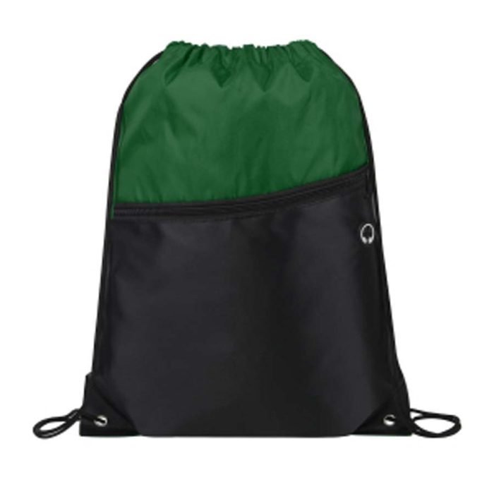 Front Zipper Two-Tone Drawstring Backpack - Image 13
