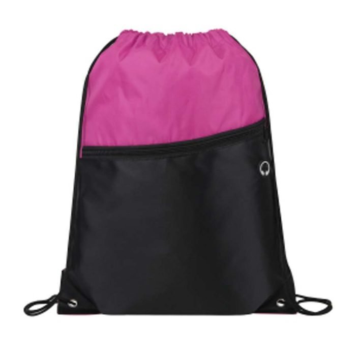 Front Zipper Two-Tone Drawstring Backpack - Image 14