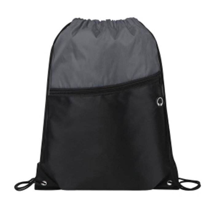 Front Zipper Two-Tone Drawstring Backpack - Image 15