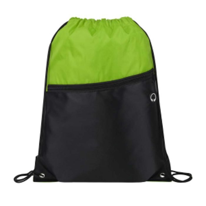 Front Zipper Two-Tone Drawstring Backpack - Image 16