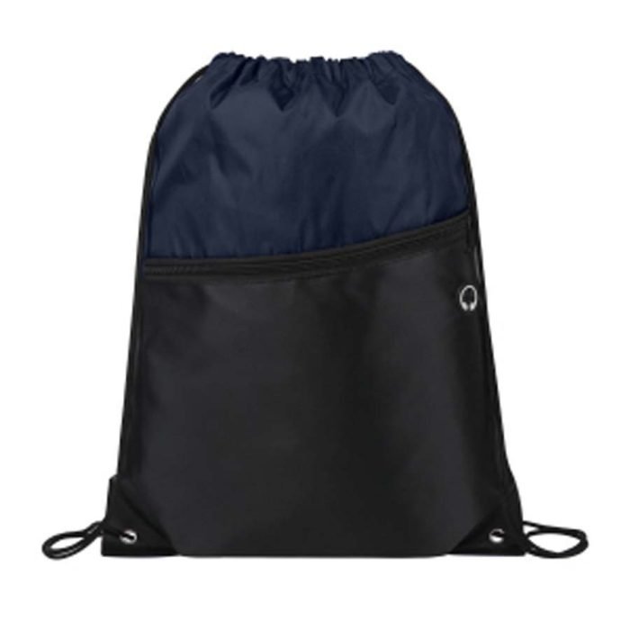 Front Zipper Two-Tone Drawstring Backpack - Image 17