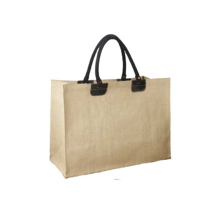 Jumbo Jute Tote with Leather Accents - Image 2