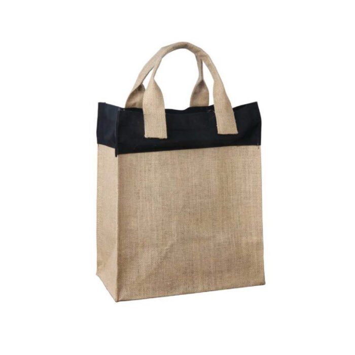 Mini Jute Gift Bag with Colored Cotton Trims and Self Handle - Image 2