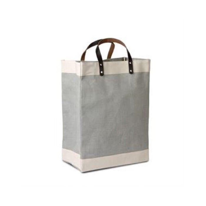 Laminated Jute Tote With Cotton Accents and Leather Handles - Image 3