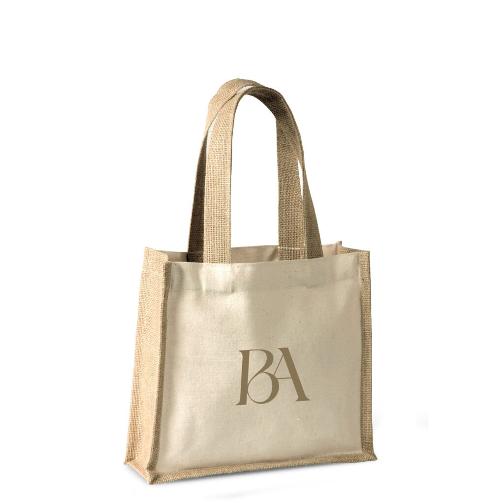 Cotton Gift Bag with Jute Accents and Self Handles