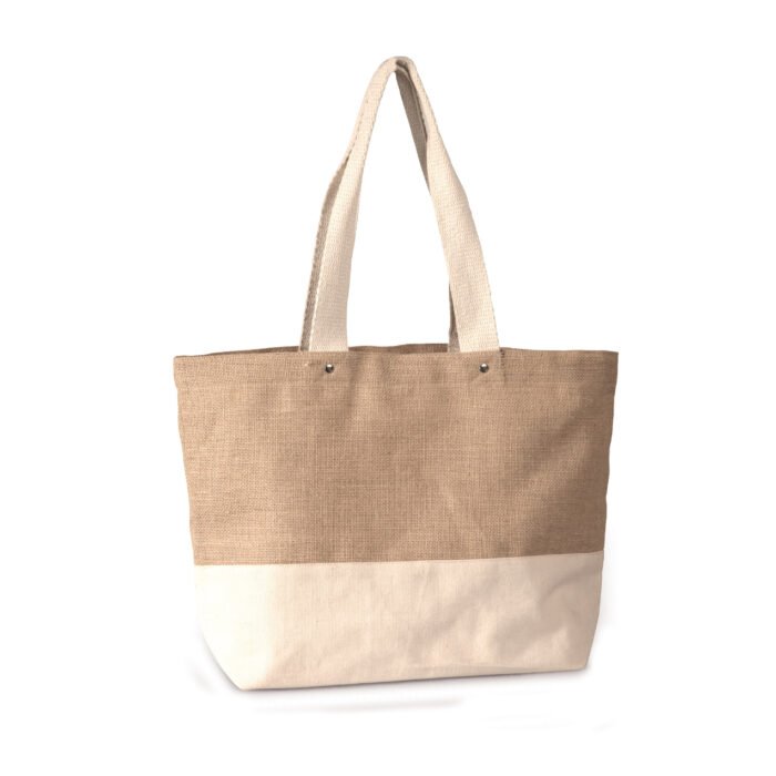 Jute and Cotton Shopping Bag with Rivets - Image 2