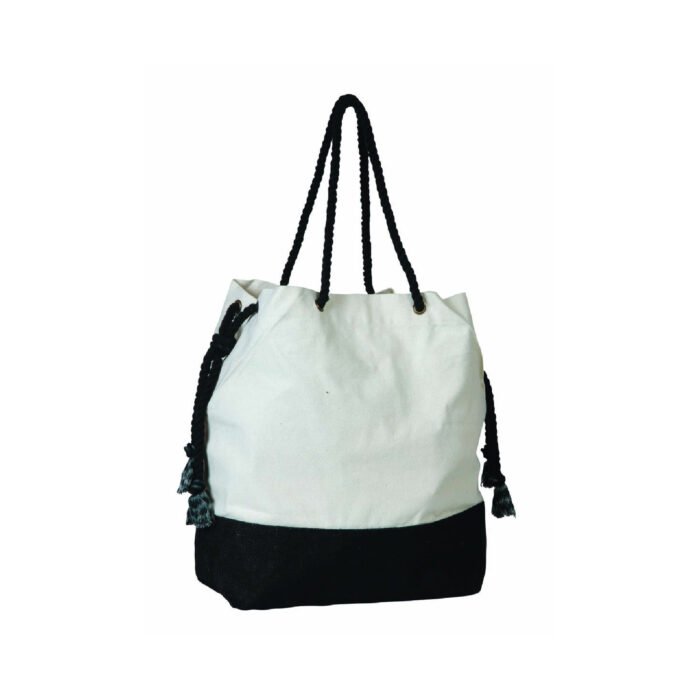 Jute/Cotton Drawstring Tote Bag - Image 2
