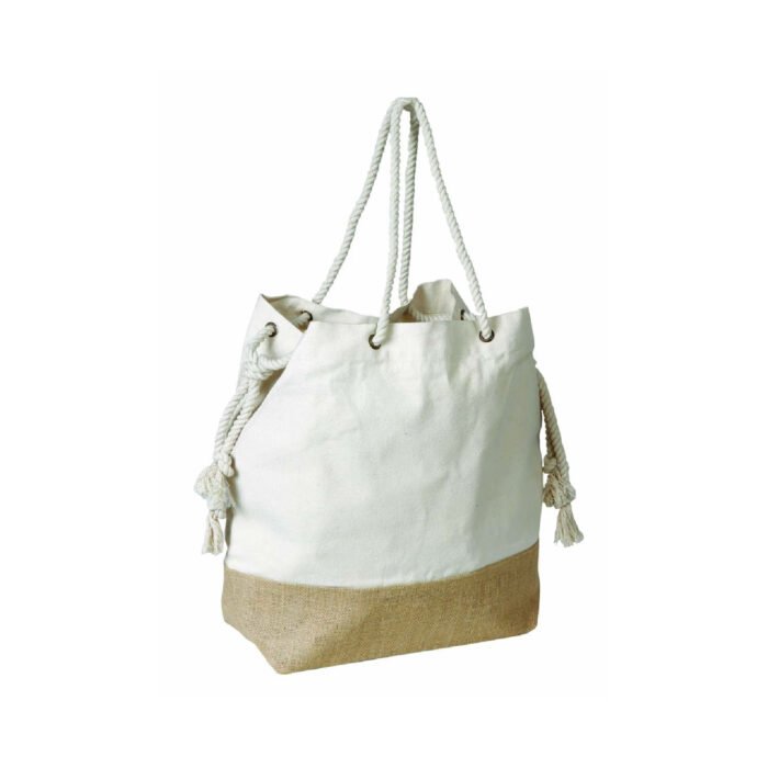 Jute/Cotton Drawstring Tote Bag - Image 4