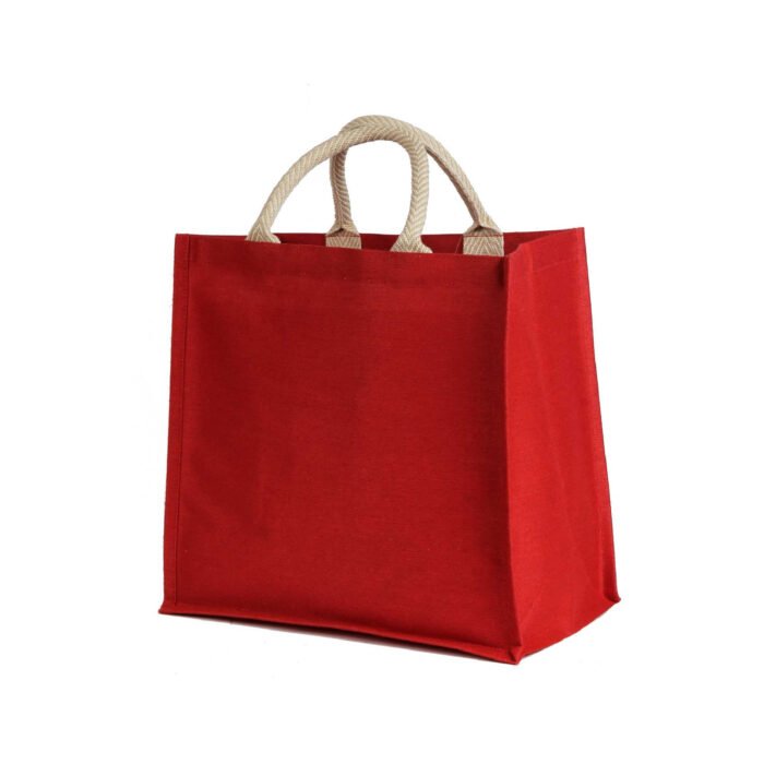 Jute/Cotton Blended Fabric Tote with Magnetic Closure - Image 4