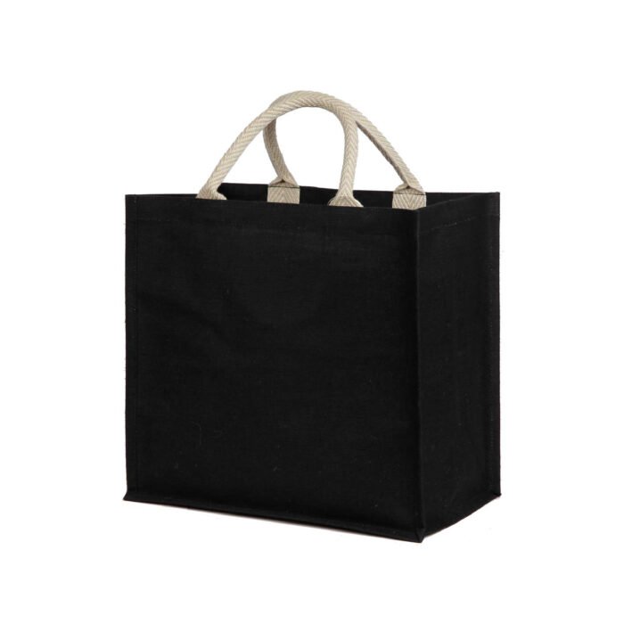 Jute/Cotton Blended Fabric Tote with Magnetic Closure - Image 2