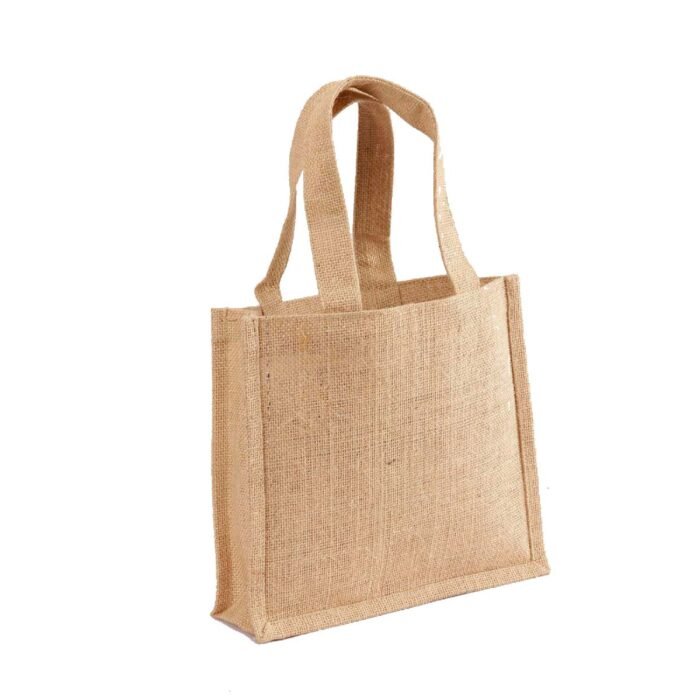 Two Tone Small Jute Gift Bag with Self Handles - Image 2