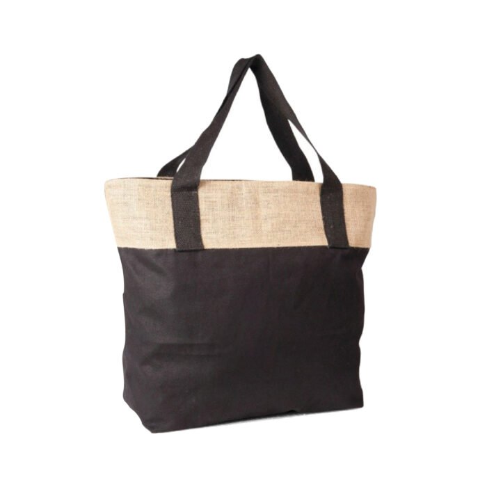 Large Shopping Bag with Natural Jute Cotton Gusset - Image 2