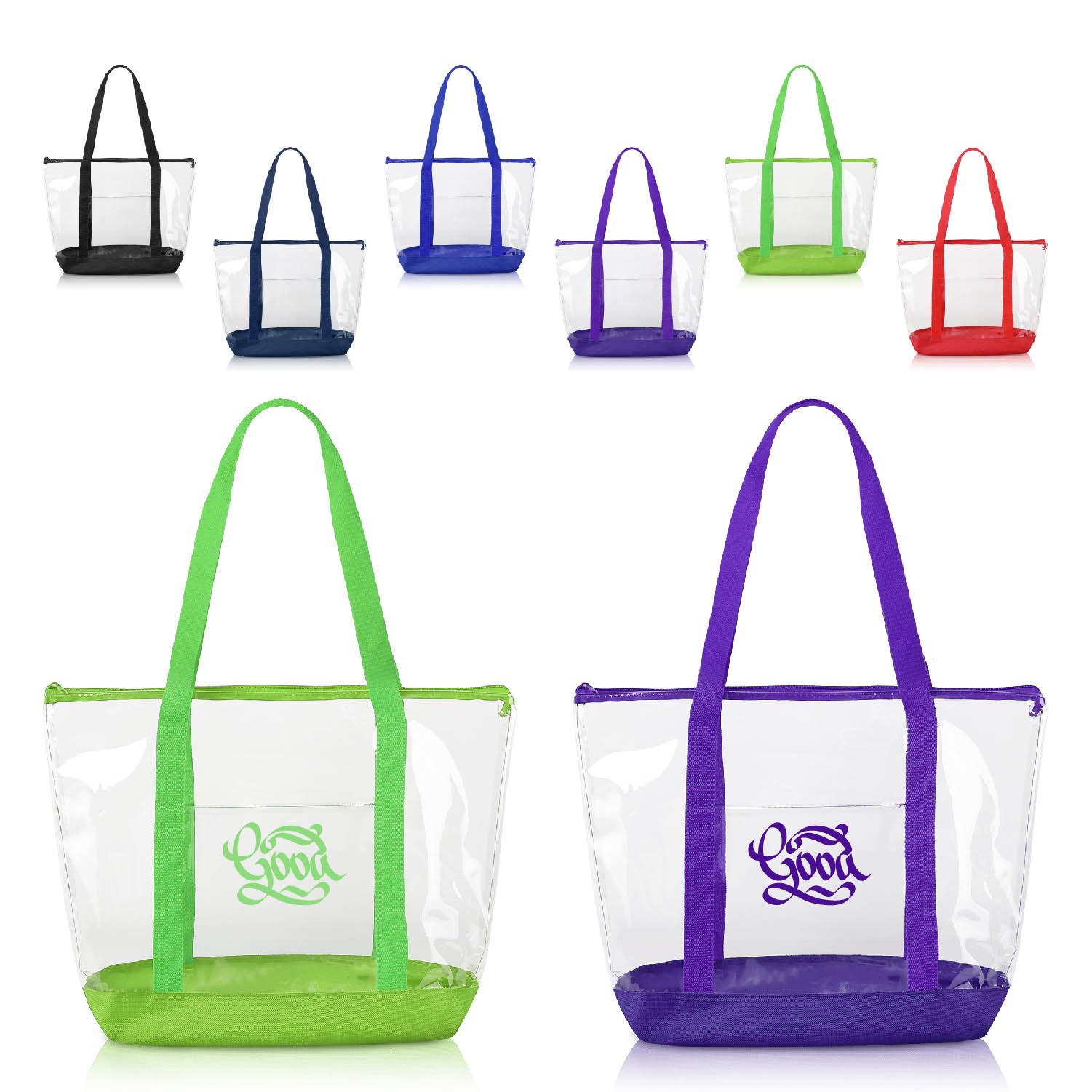 Clear Shoulder Tote Bag with Pocket - Image 2