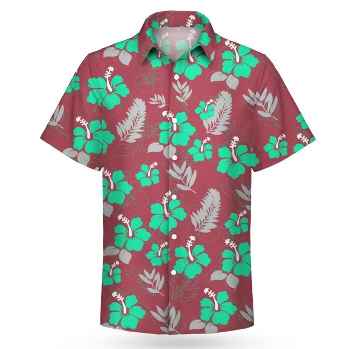 Men’s Stretch Poly Full Button Hawaiian Shirt - Image 7