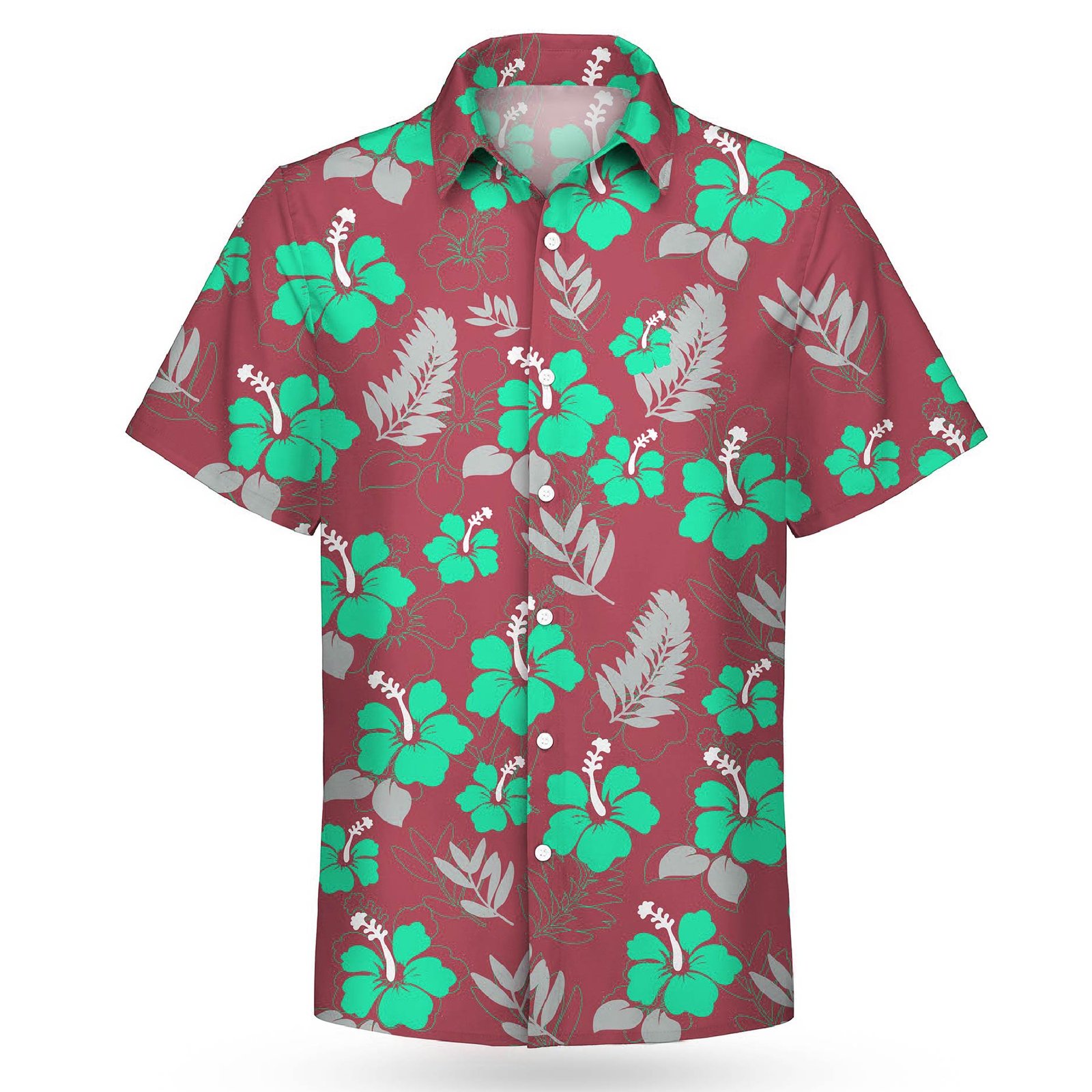 Men’s Stretch Poly Full Button Hawaiian Shirt - Image 7