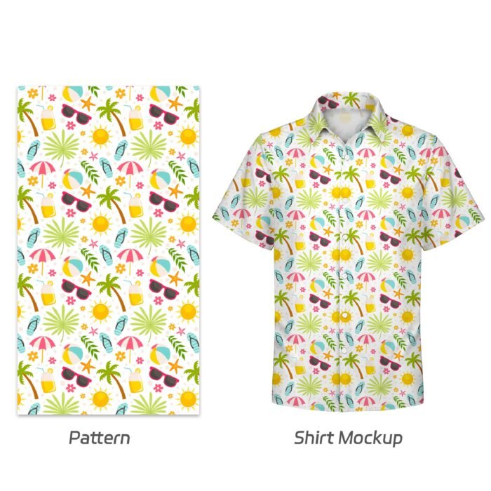 Men’s Stretch Poly Full Button Hawaiian Shirt - Image 2