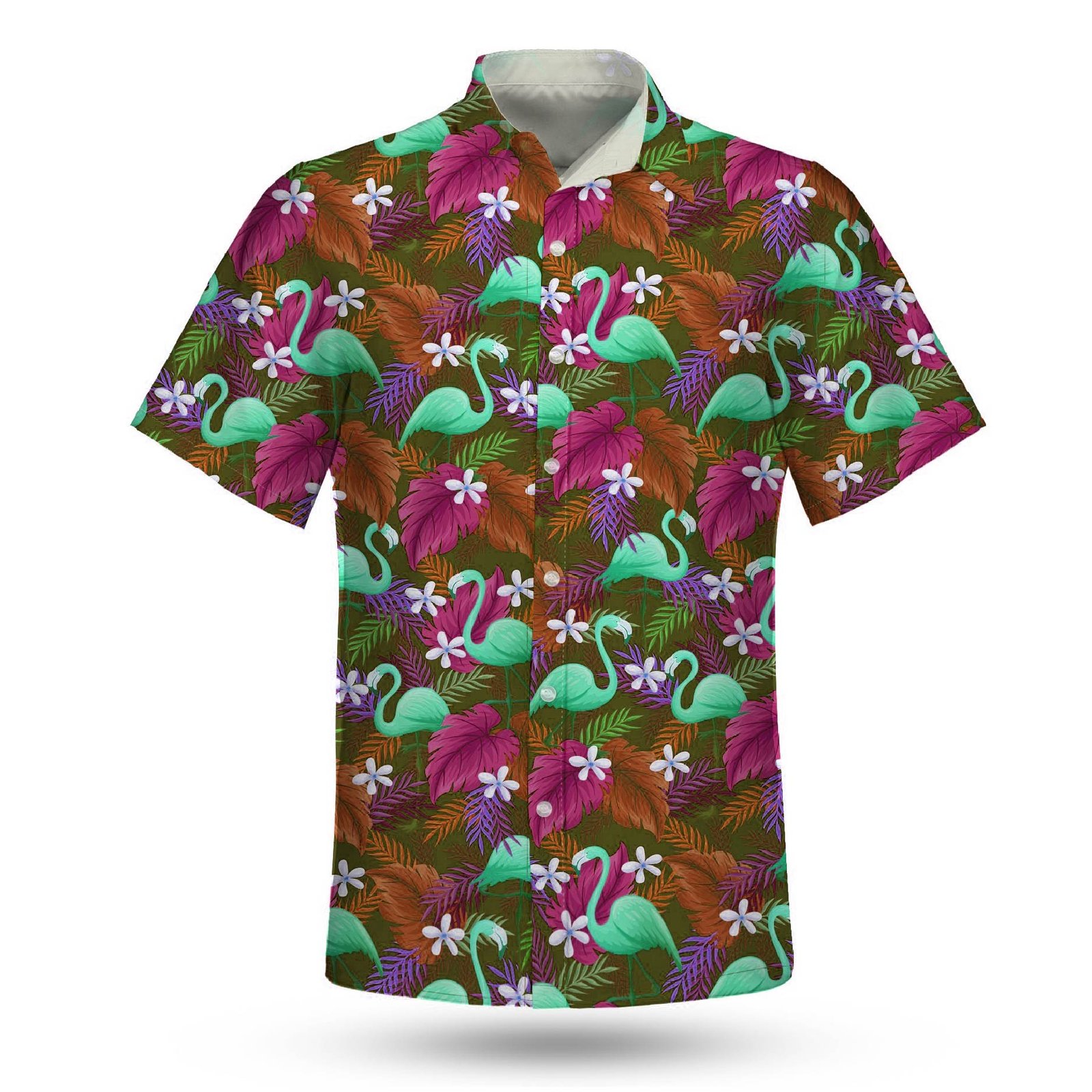 Men’s Stretch Poly Full Button Hawaiian Shirt - Image 8