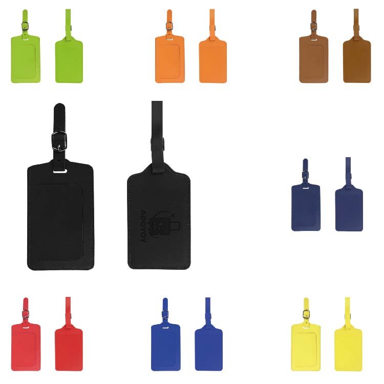 Luggage Tag PU Leather Flip Privacy Flap