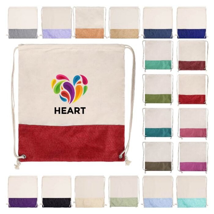 Eco Festival Cotton Burlap Drawstring Bag - Image 2