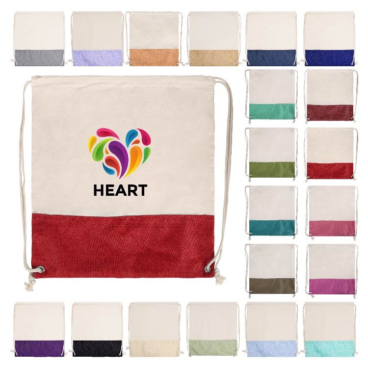 Eco Festival Cotton Burlap Drawstring Bag - Image 2